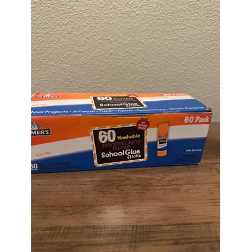 Elmer's Disappearing Purple School Glue Sticks Washable - 60 Count